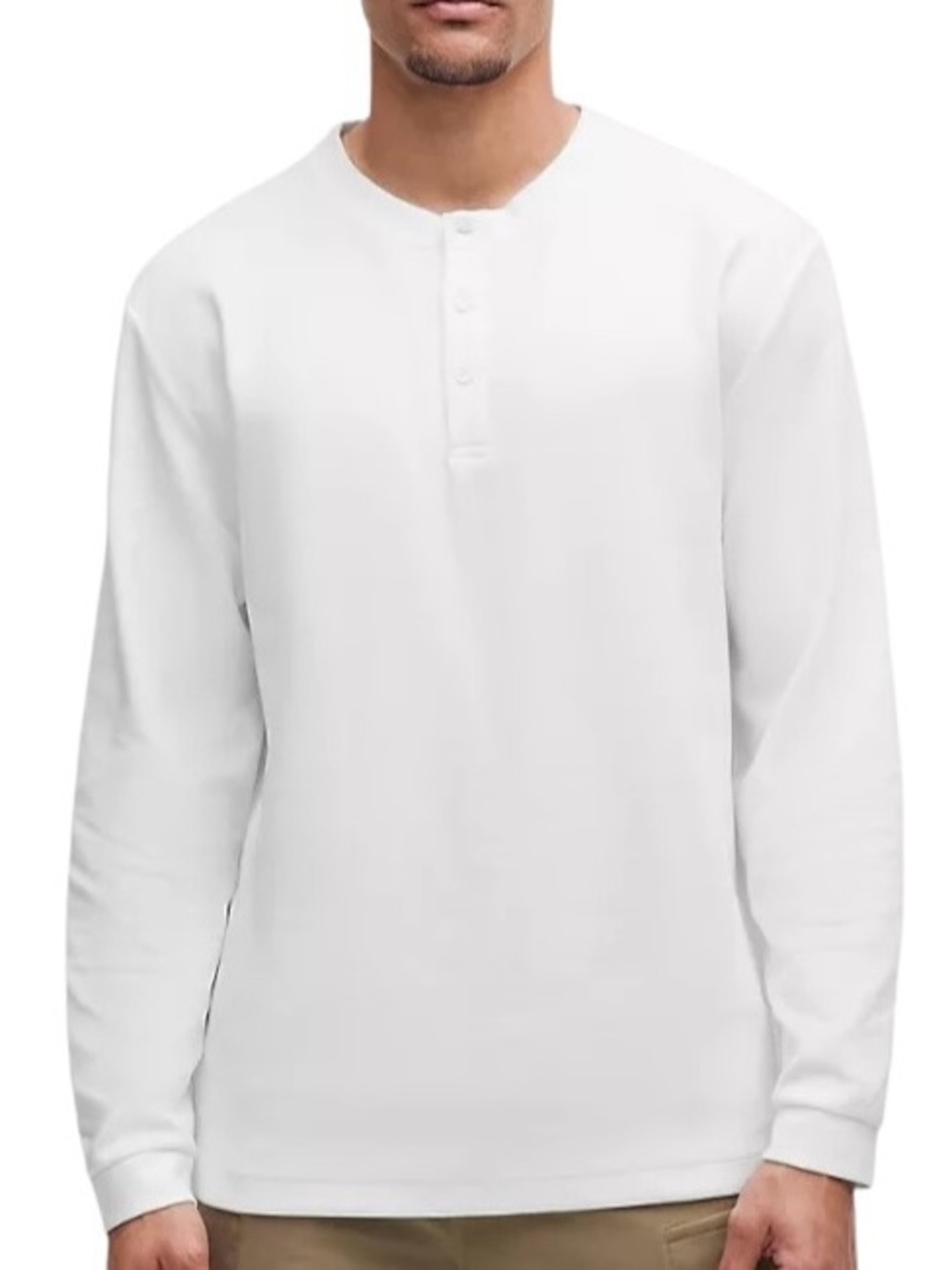 Lululemon Heavyweight Cotton Textured Henley Tee White Shirt ESTIMATED Men's XL